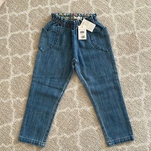 NWT Mini Boden Girl’s Heart Patch Pocket Denim Jeans / Pants - size 6 Y